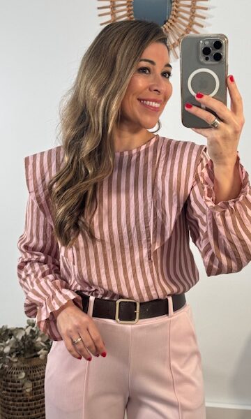 Blusa Rayas Camila Rosa marrón