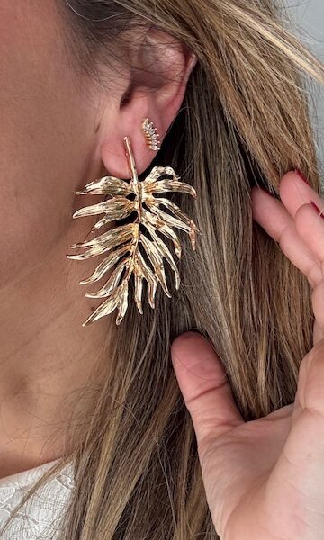 Pendientes Hoja Palmera Dorados