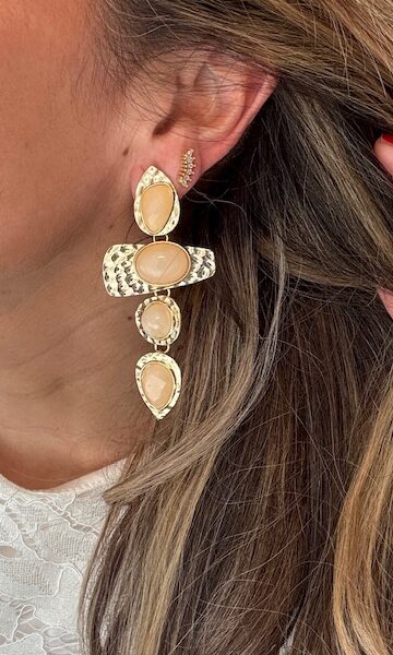 Pendientes Cruz Lágrimas Perlas Beige