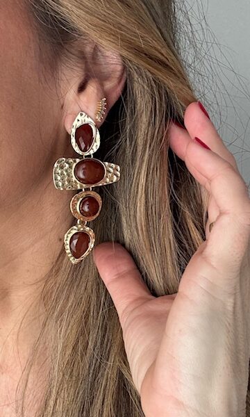 Pendientes Cruz Lágrimas Perlas Marrón