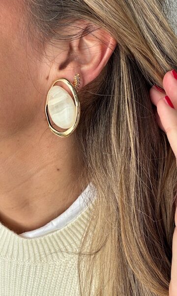 Pendientes Vintage Dorados Beige