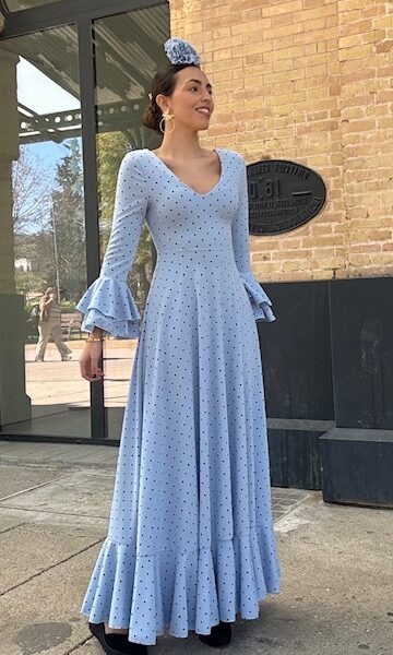 Vestido Flamenca Albero Lunares Celeste
