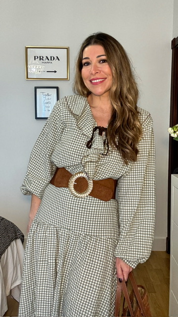 Blusa volante Vichy Verde Caza - Imagen 6