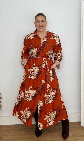 Vestido Estampado Teja