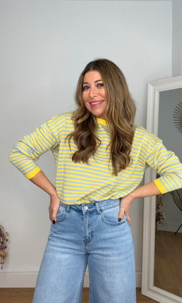 Jersey Punto Alice Rayas Amarillo Celeste