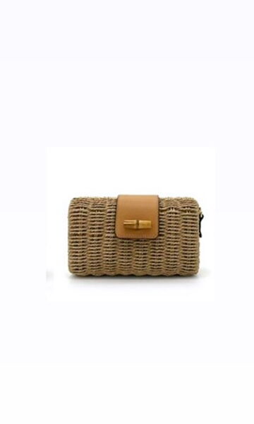 Bolso Rafia Trenzado Camel
