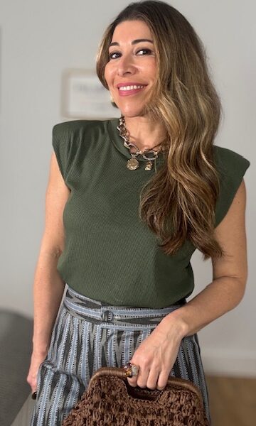 Camiseta hombreras canalé verde caza