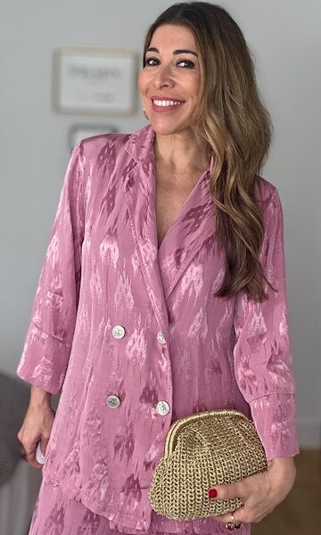 Traje De Chaqueta Satinado Victoria Rosa