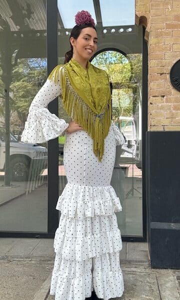 Vestido Flamenca Armonía Lunares Blanco