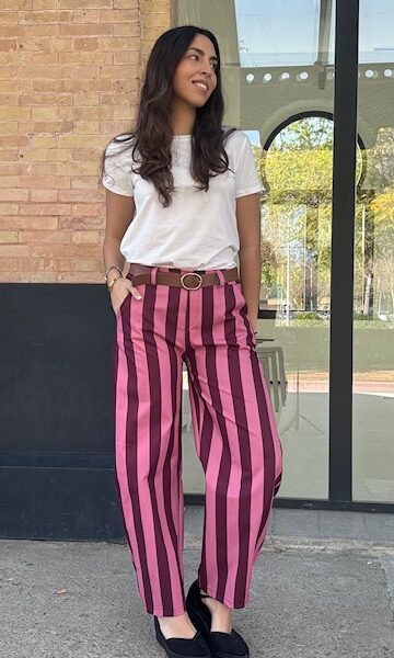 Pantalón Ballon Rayas Berenjena Rosa