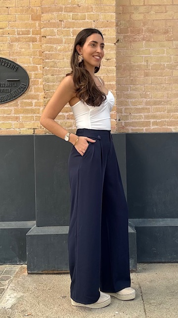 Pantalón fluido botones Azul Marino - Imagen 7