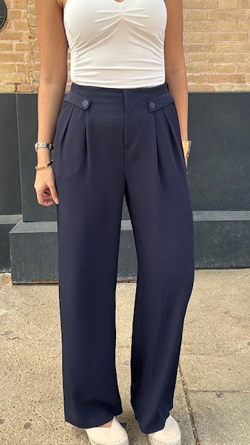 Pantalón fluido botones Azul Marino - Imagen 11