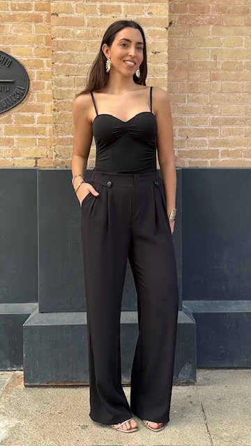 Pantalón fluido botones Negro - Imagen 5