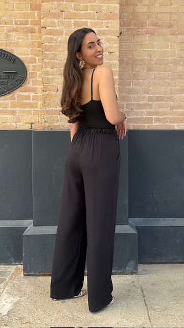 Pantalón fluido botones Negro - Imagen 3