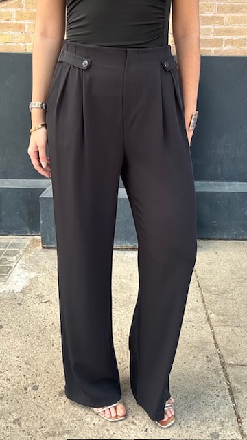 Pantalón fluido botones Negro - Imagen 2