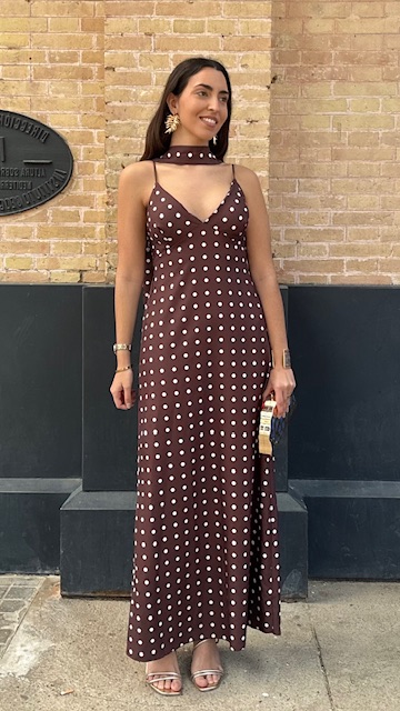 Vestido Lazo Lunares Marrón - Imagen 2