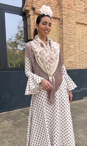 Vestido Flamenca Aroma Lunares Beige