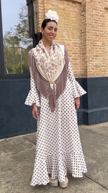 Traje de Flamenca Aroma Lunares Beige