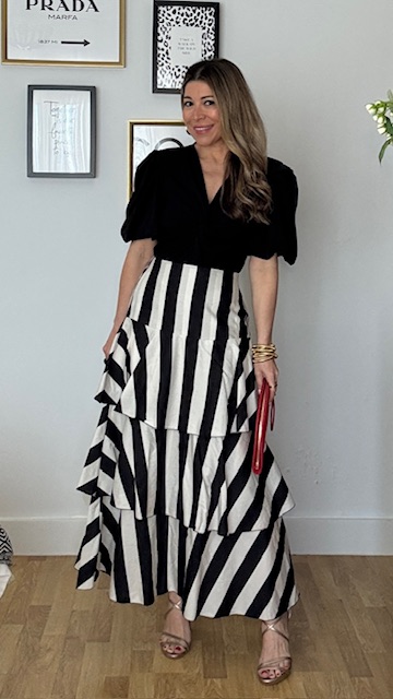 Falda Volantes Rayas Blanco y Negro