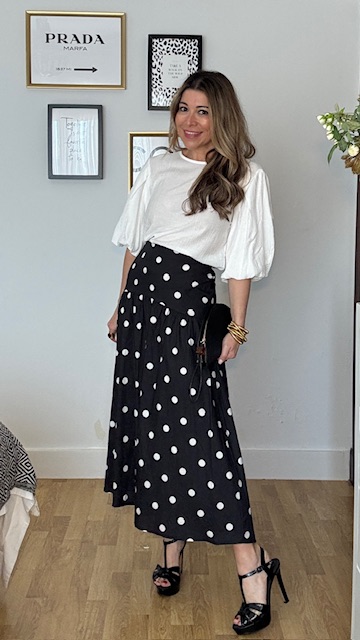 Falda Vuelo Lunares Negra