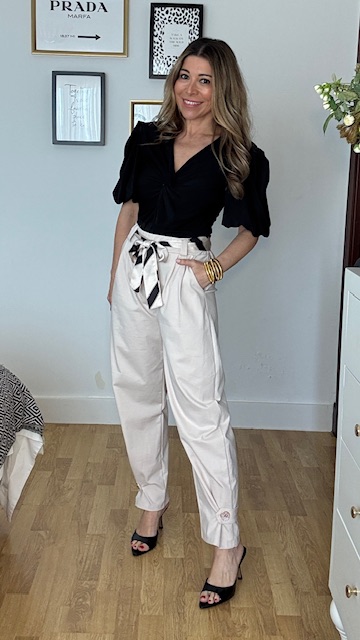 Pantalón Globo Beige Botón - Imagen 10