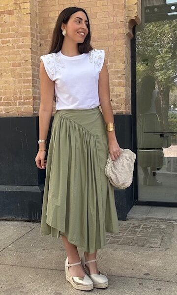 Falda popelín verde caza