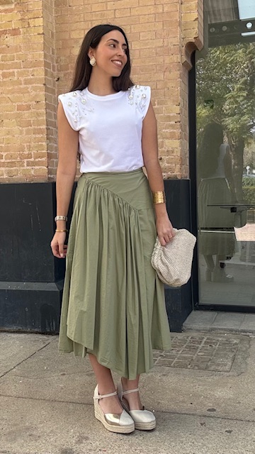 Falda popelín verde caza