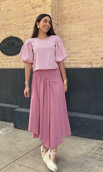 Falda popelín rosa empolvado