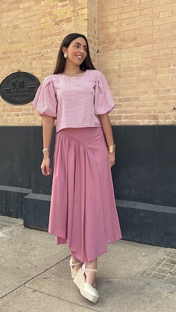 Falda popelín rosa empolvado