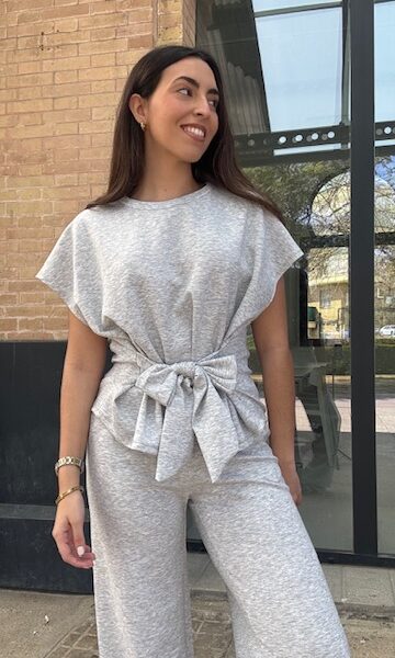 Conjunto lazo algodón gris