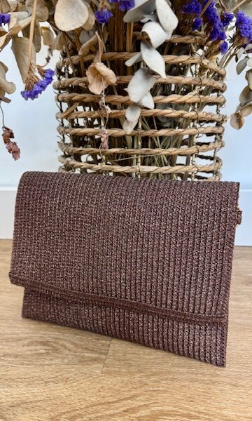 Bolso Cartera Rafia Marrón
