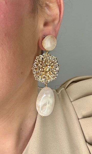 Pendientes Glory Dorados Beige