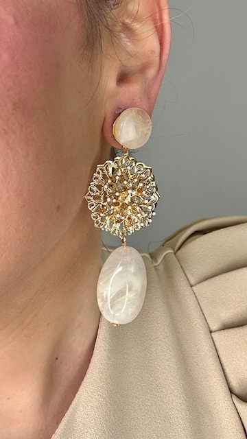 Pendientes Glory Dorados Beige