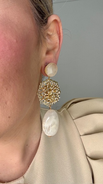 Pendientes Glory Dorados Beige - Imagen 3