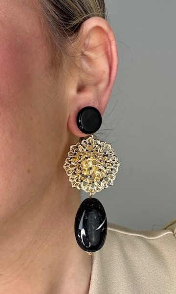 Pendientes Glory Dorados Negro