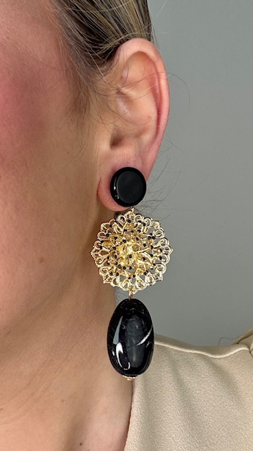 Pendientes Glory Dorados Negro
