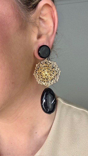 Pendientes Glory Dorados Negro - Imagen 3