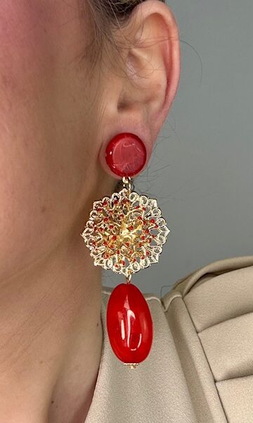 Pendientes Glory Dorados Rojo