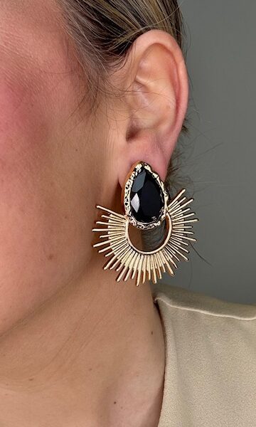 Pendientes Nora Dorados Negro