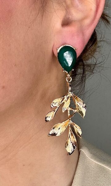 Pendientes Hoja Verde Botella