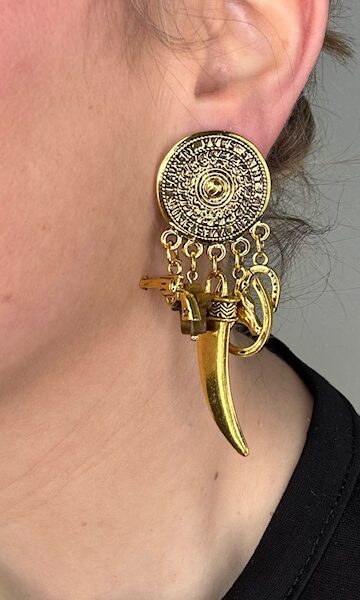 Pendientes Oeste Dorado Envejecido