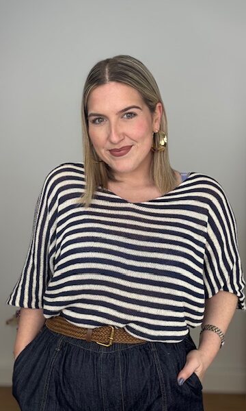 Jersey Punto Hilo Rayas Beige Azul Marino