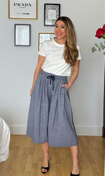 Pantalón Culotte Vichy Azul Marino