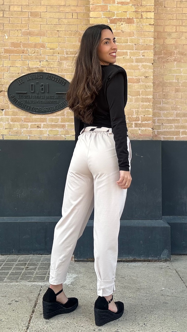 Pantalón Globo Beige Botón - Imagen 25