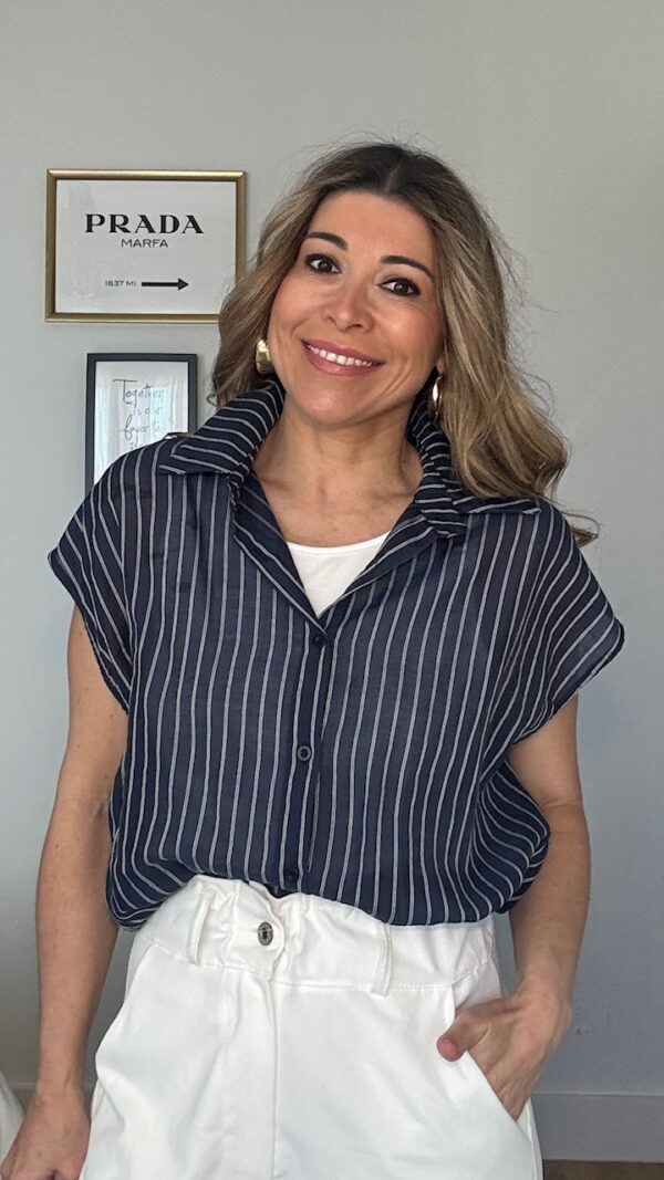 Blusa Alexia Rayas Azul Marino