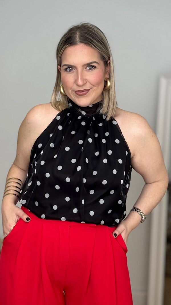 Top Gasa Esencia Negro Lunares