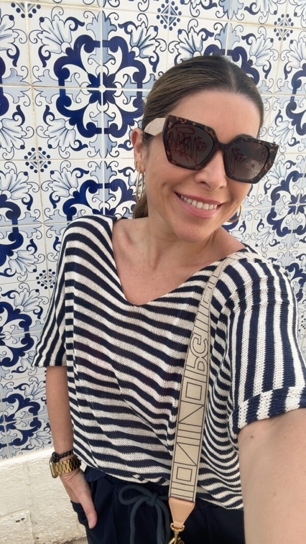 Jersey Punto Hilo Rayas Azul Marino