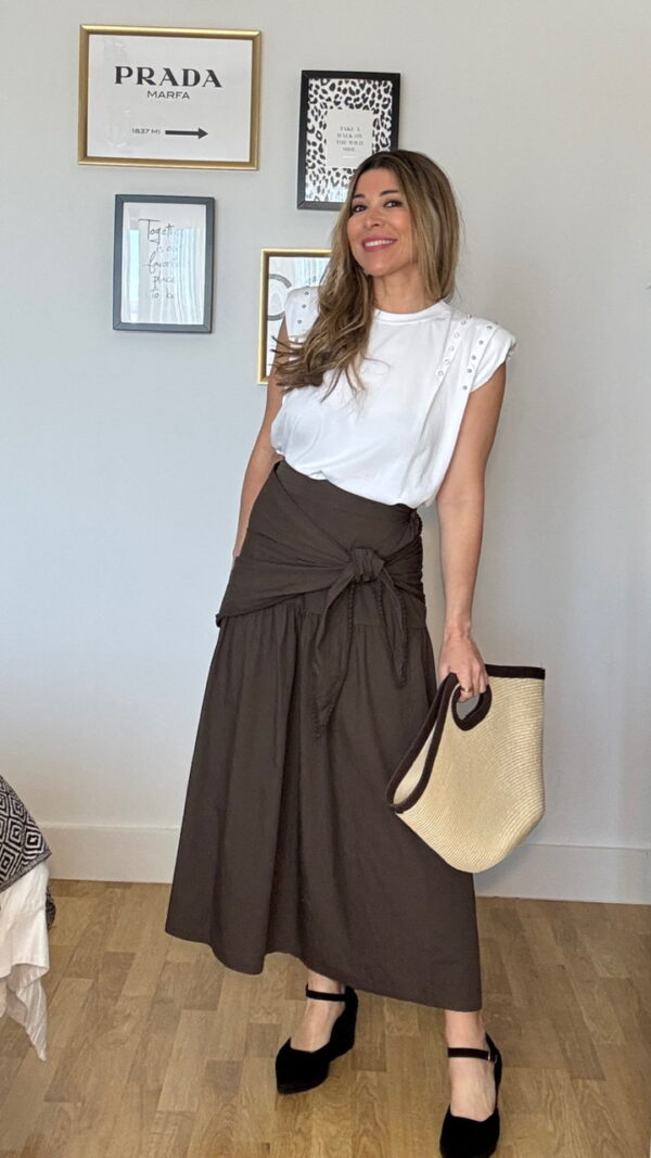 Falda Popelín Pañuelo Marrón