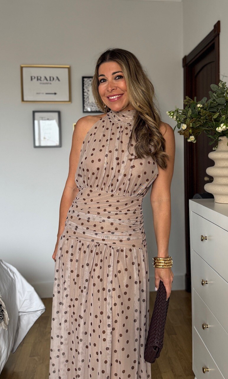 Vestido Tul Lunares Marrón Topo - Imagen 14