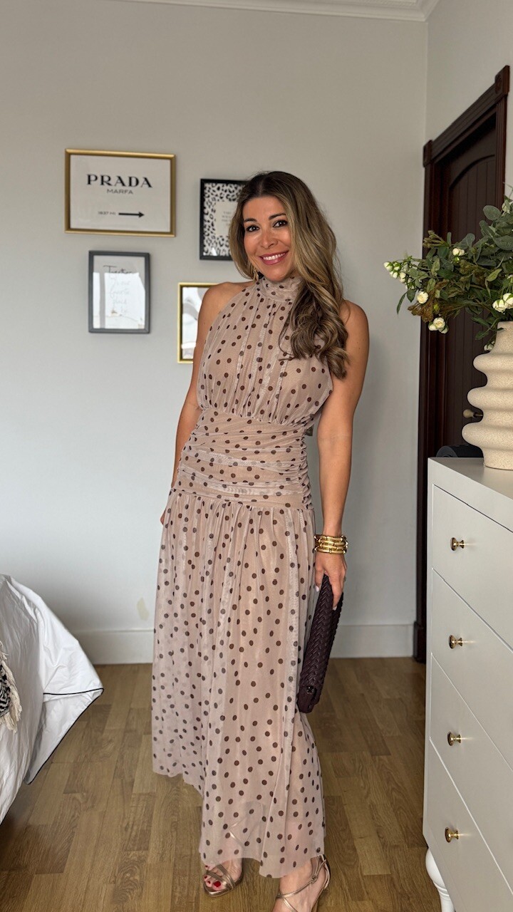 Vestido Tul Lunares Marrón Topo - Imagen 11